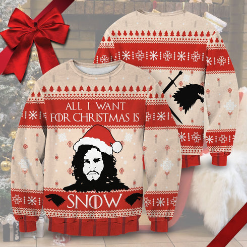 Divesart - All I Want For Christmas is Snow Maglione di lana unisex - Brutto maglione natalizio