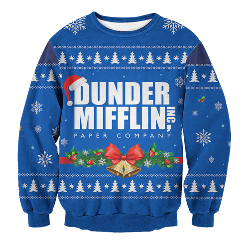 Divesart - Dunder Mifflin Holiday Maglione di lana unisex - Brutto maglione natalizio