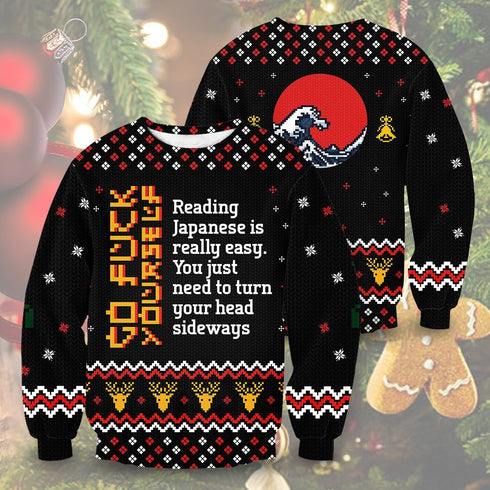 DivesArt - Lär dig japansk jul Unisex Wool Sweater - Ugly Christmas tröja