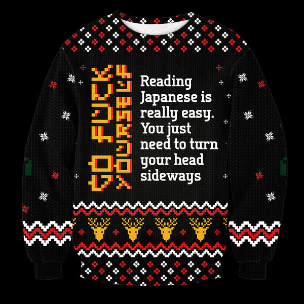 DivesArt - Lär dig japansk jul Unisex Wool Sweater - Ugly Christmas tröja