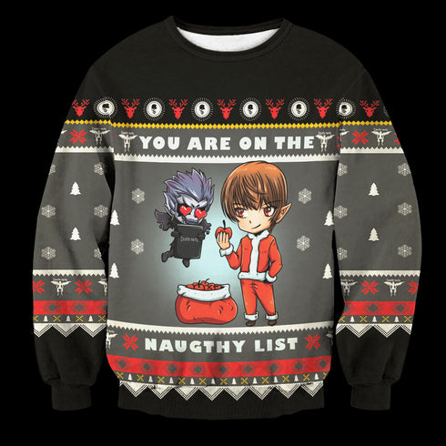 Divesart - Yagami Naughty List Maglione di lana unisex - Brutto maglione natalizio