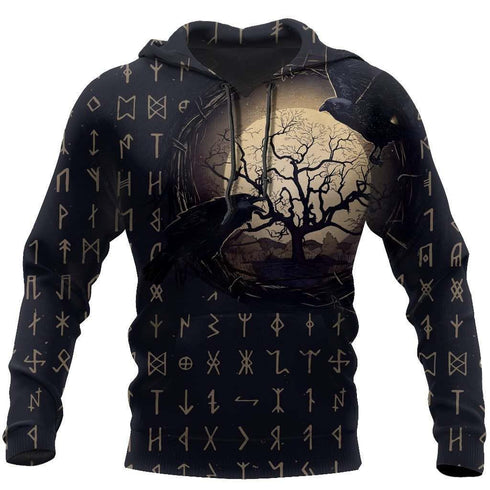 Vikings - The Raven of Odin Hoodie - OwlsMatrix HOOD07FNN240921