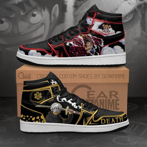 Luffy and Trafalgar Law Sneakers Custom OP Anime Shoes Friend Gifts