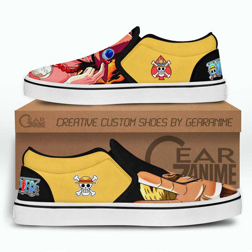 Portgas Ace and Luffy Slip On Sneakers Custom Anime OP Shoes