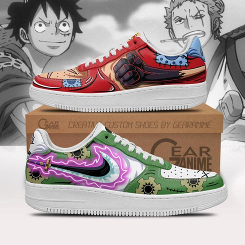 Luffy and Zoro Air Sneakers Custom Wano Arc Haki OP Shoes