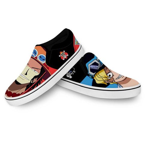 Sabo and Portgas Ace Slip On Sneakers Custom Anime OP Shoes