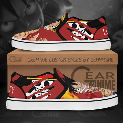 Monkey D Luffy Slip On Sneakers OP Custom Anime Shoes