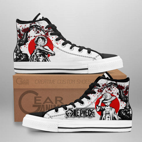 Luffy High Top Shoes Custom Anime OP Sneakers Japan Style