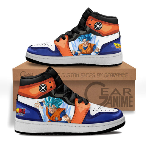 Goku Blue Kids Sneakers Custom DB Anime Shoes For Kids