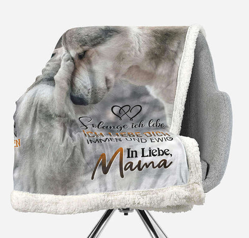 Divesart - Decke von Mutter zu Tochter - "Flauschiger kleiner Wolf"
