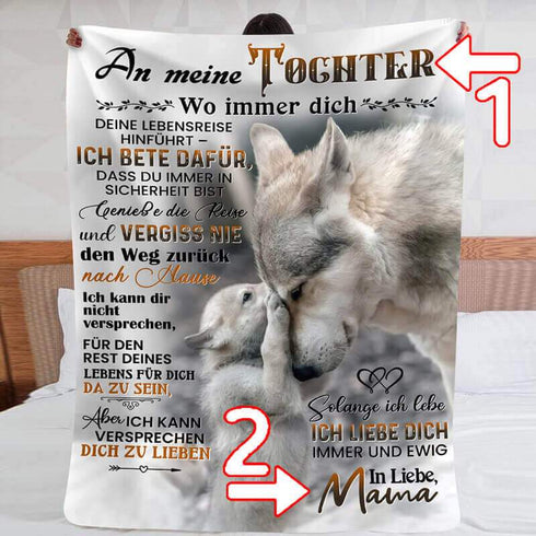 Divesart - Decke von Mutter zu Tochter - "Flauschiger kleiner Wolf"