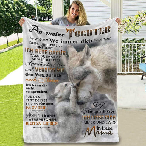 Divesart - Decke von Mutter zu Tochter - "Flauschiger kleiner Wolf"