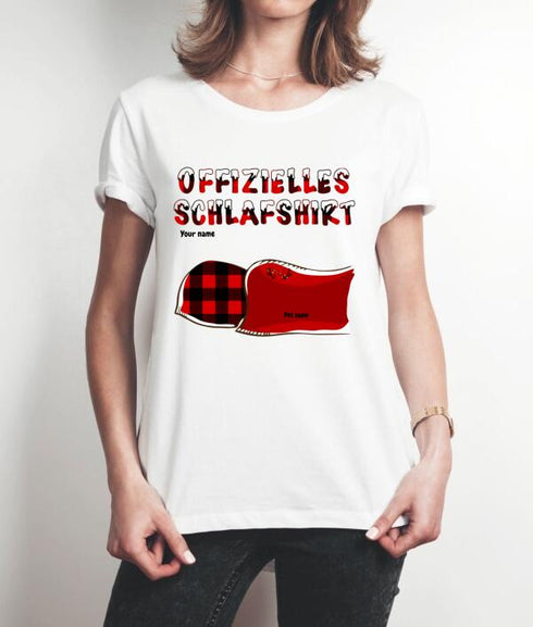 Personalized Cat and Dog Xmas theme Official Sleep Shirt - Christmas Gift for Pet Lover - Customizable T-Shirt