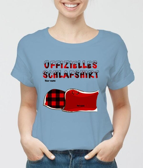 Personalized Cat and Dog Xmas theme Official Sleep Shirt - Christmas Gift for Pet Lover - Customizable T-Shirt