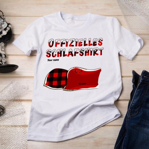 Personalized Cat and Dog Xmas theme Official Sleep Shirt - Christmas Gift for Pet Lover - Customizable T-Shirt