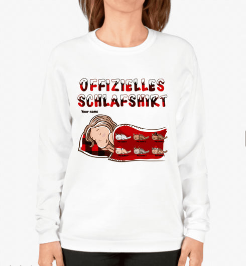 Personalisierte Katze und Hund Xmas Theme Offiziell Schlafhemd - Weihnachtsgeschenk für Haustierliebhaber - individueller Pullover