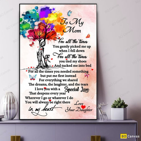 To My Mom - From Daughter - Mother's Day Framed Canvas Gift DM003