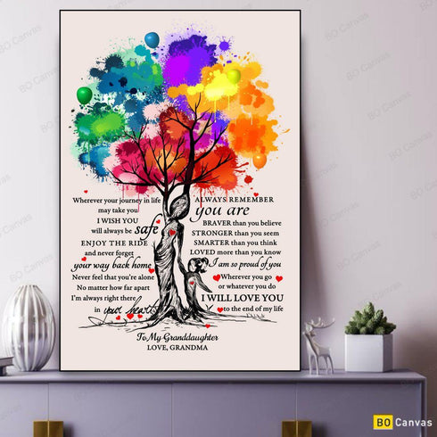 To My Granddaughter - From Grandma - Hard Time Framed Canvas Gift GMD002 - DivesArt LLC
