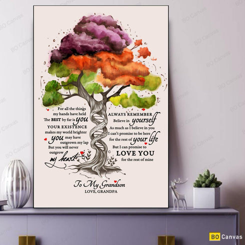 To My Grandson - From Grandpa - Canvas Gift GPS001 - DivesArt LLC