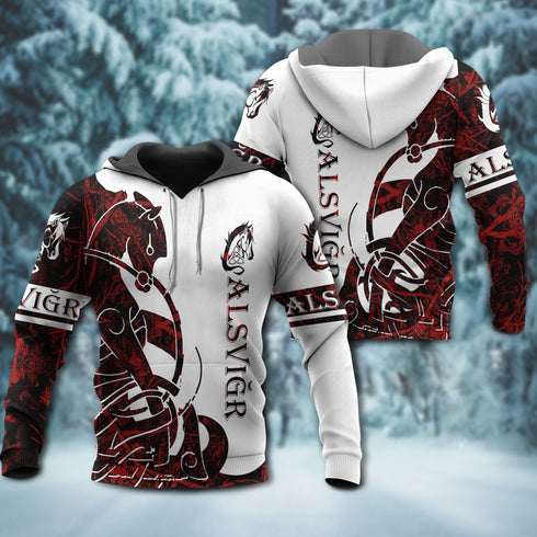 Viking Alsvidr legend red and white style - Hoodie - HOOD11NGA291021