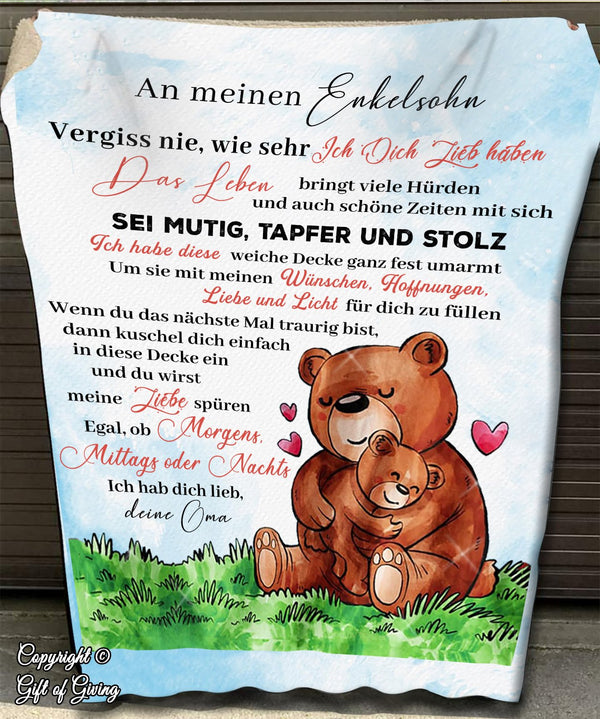 "An meine Enkelsohn" Decke - Bär