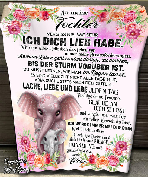 "An meine Tochter" Decke - Elefant