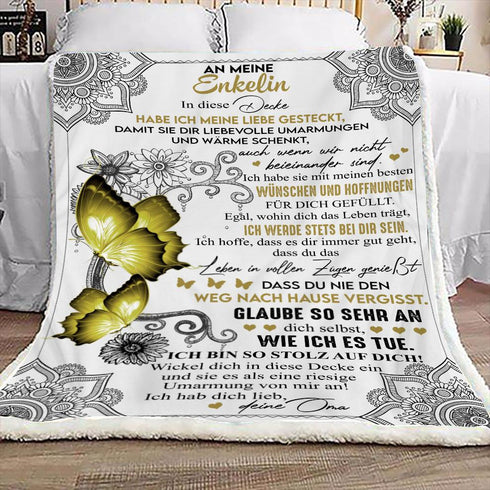 "An meine Enkelin" Decke - Schmetterling