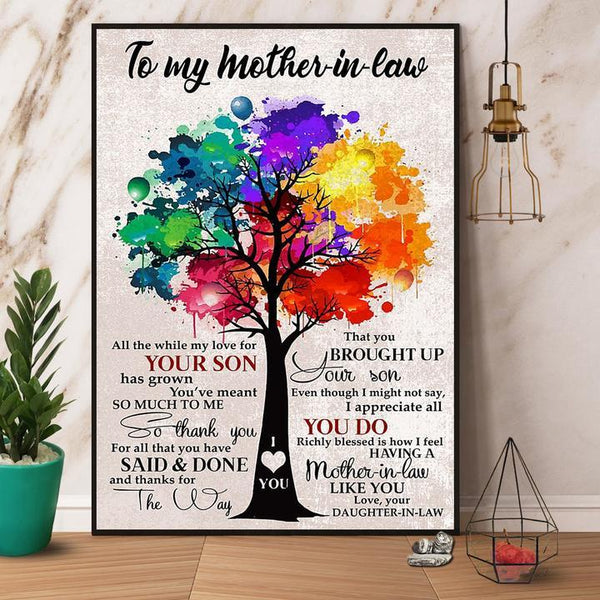 Color Tree Daughter To Mother In Law Even Though I Might Not Say I Appreciate It Great Gift For Family Home Decor Matte Canvas Canvas Prints
