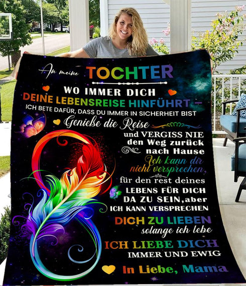 Divesart - Decke von Mutter zu Tochter - "Regenbogenfedern"