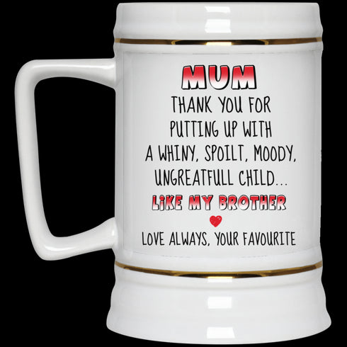 Mom Thanks For Putting Up With A Child Like My Brother Mug