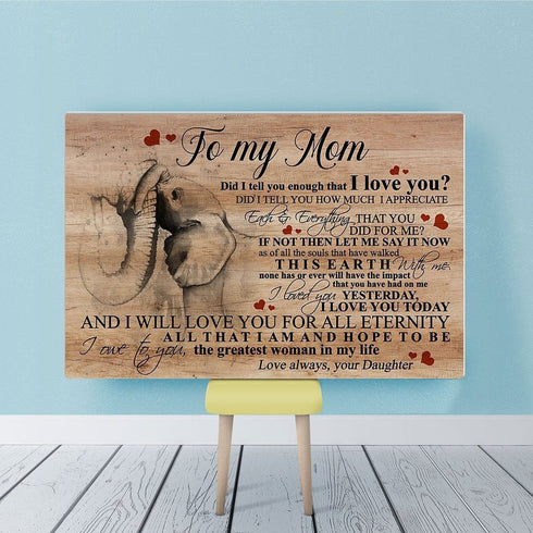 Elephant To My Mom - Gift For Mom For Mother's Day, Best Idea For Home Decor For Family - Matte Canvas Premium Wall Art Canvas