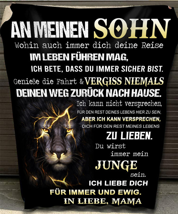 "An meinen Sohn" Decke - Lion Blitz