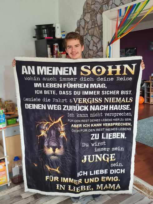 "An meinen Sohn" Decke - Lion Blitz