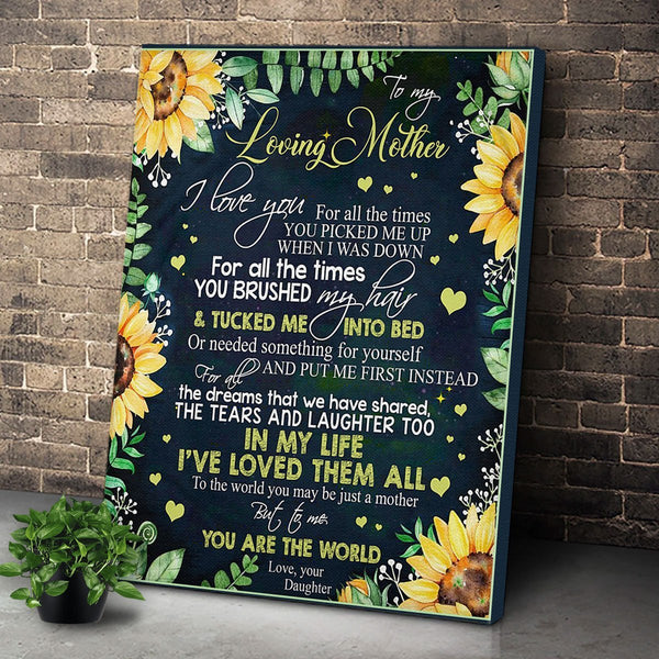 To My Loving Mother From Daughter - Gift For Mom For Mother's Day, Best Idea For Home Decor For Family - Matte Canvas Premium Wall Art Canvas