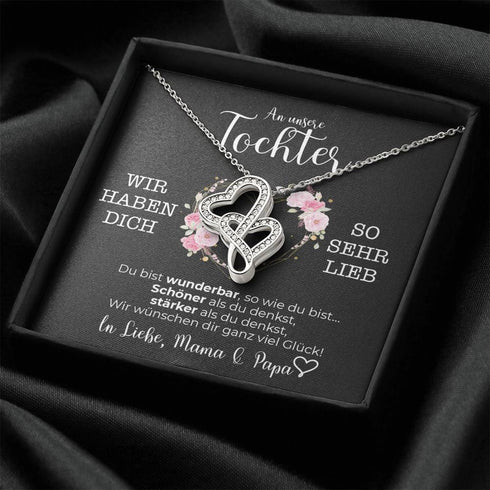 Halskette - Zwei Herzen - An meine Tochter von Mama & Papa