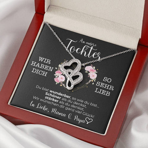 Halskette - Zwei Herzen - An meine Tochter von Mama & Papa