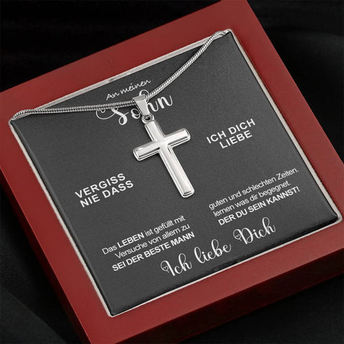 Divesart - Edelstahl-Halskette - An meinen Sohn - Mutig