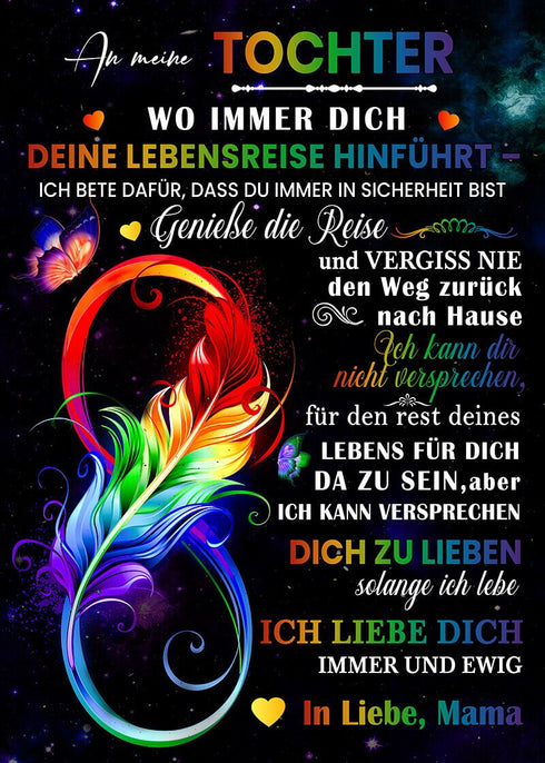 Divesart - Decke von Mutter zu Tochter - "Regenbogenfedern"