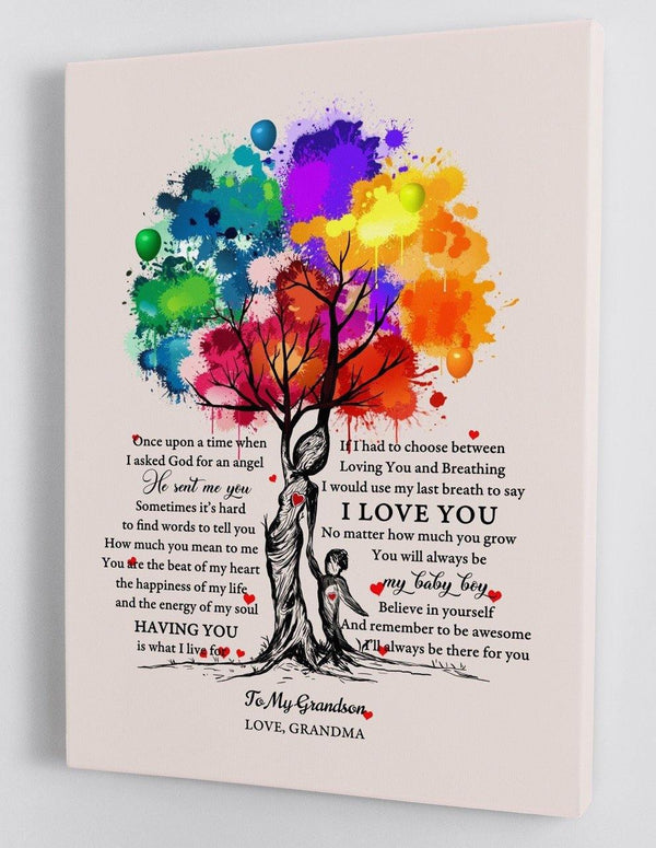 To My Grandson - From Grandma - Framed Canvas Gift GMS033 - DivesArt LLC