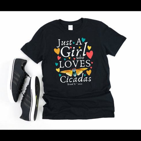 Cicada Just A Girl Who Loves Cicadas Brood X 2021 Eastern USA Entomologist Bug Insect Lover Cicada 17-year Entomology Unisex T-Shirt