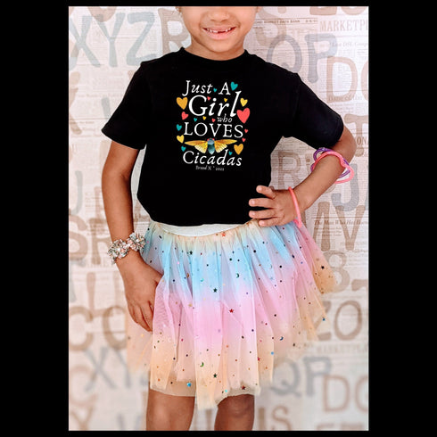 Cicada Just A Girl Who Loves Cicadas Funny Brood X 2021 Eastern USA Bug Insect Lover Cicada Kids Softstyle Tee