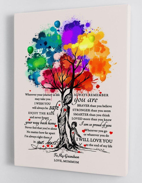 To My Grandson - From MomMom - Hard Time Framed Canvas Gift GMS013 - DivesArt LLC
