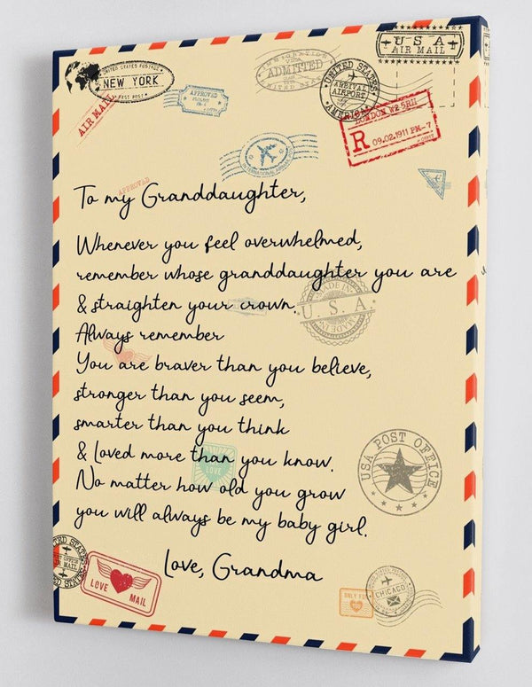To My Granddaughter - From Grandma - Framed Canvas Gift GMD041 - DivesArt LLC