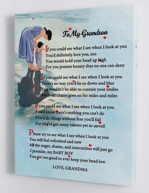 To My Grandson - From Grandma - Framed Canvas Gift GMS024 - DivesArt LLC