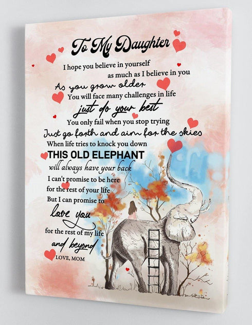 To My Daughter - From Mom - Elephant Framed Canvas Gift MD017 - DivesArt LLC