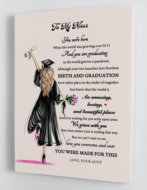 To My Niece Senior 2021 - From Aunt - Graduation Framed Canvas Gift AN002 - DivesArt LLC
