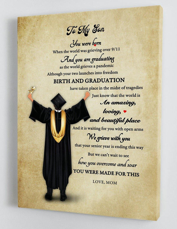 To My Son Senior 2021 - From Mom - Graduation Framed Canvas Gift MS007 - DivesArt LLC