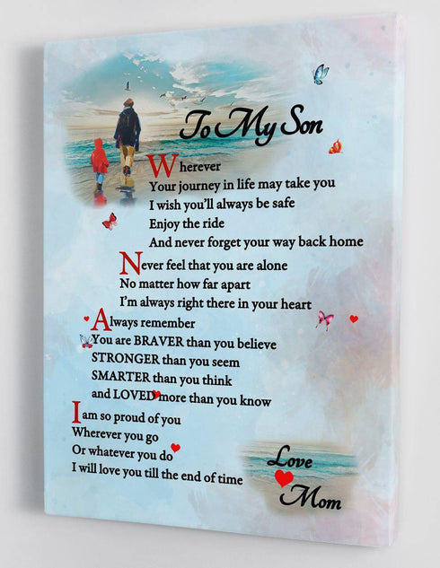 To My Son - From Mom - Framed Canvas Gift MS034 - DivesArt LLC