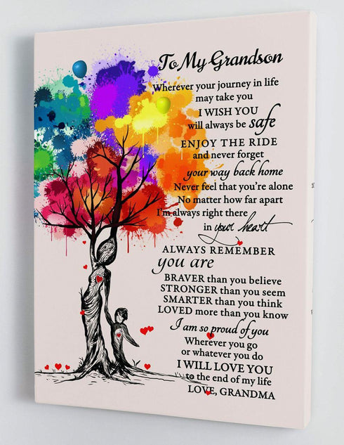 To My Grandson - From Grandma - Framed Canvas Gift GMS044 - DivesArt LLC