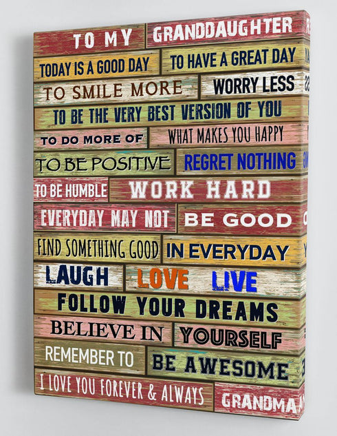 To My Granddaughter - From Grandma - Hard Time Framed Canvas Gift GMD069 - DivesArt LLC